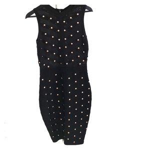 Bandage black gold beaded dress